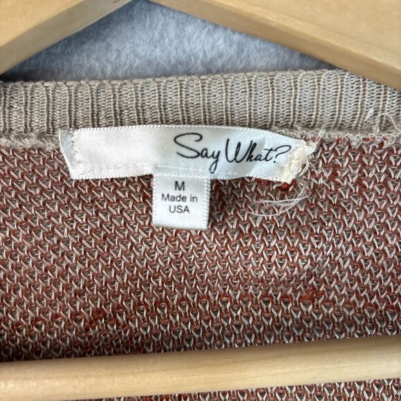 Long Cardigan M Tan Red Orange Aztec Southwestern Open Artsy Earthy Cowgirl - Picture 6 of 13